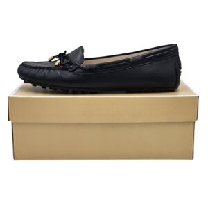 Michael Kors Daisy Moc Moccasins Women Size 8 Black Bow Vamp Flats Comfort Box